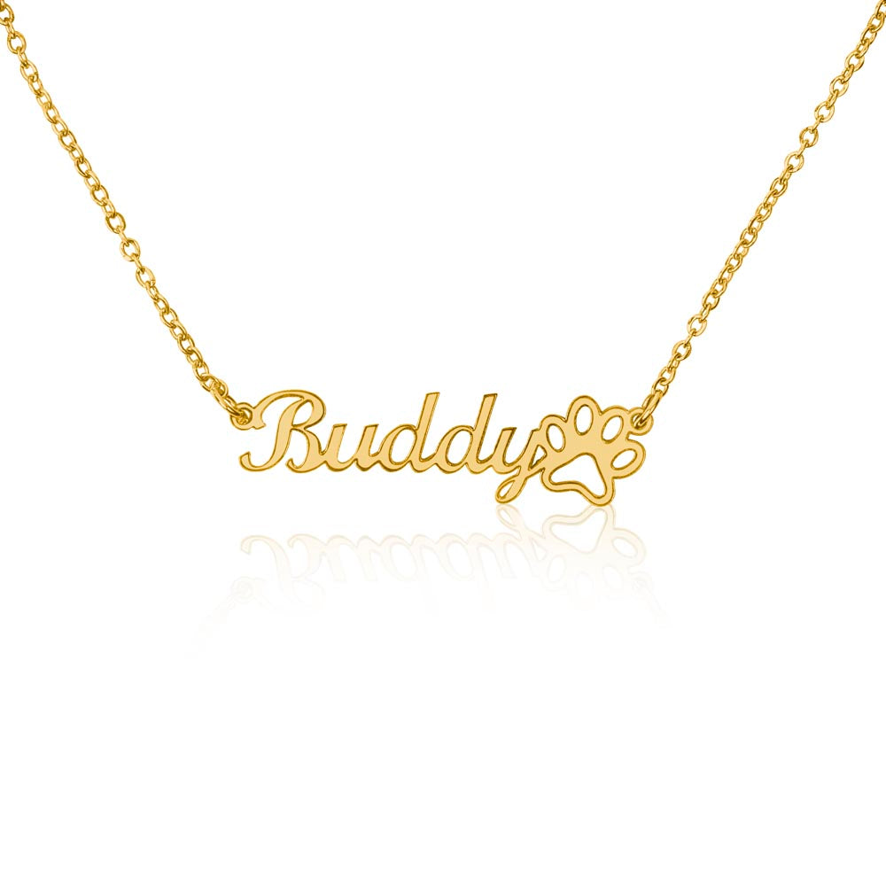 Classic Paw Print Name Necklace
